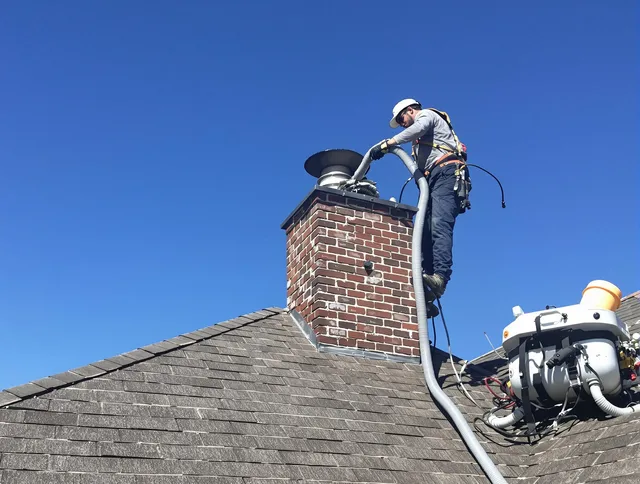 Dedicated Hacienda Heights Chimney Sweep team member cleaning a chimney in Hacienda Heights, CA