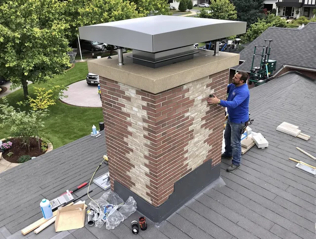 Hacienda Heights Chimney Sweep team working on a custom chimney remodel in Hacienda Heights, CA