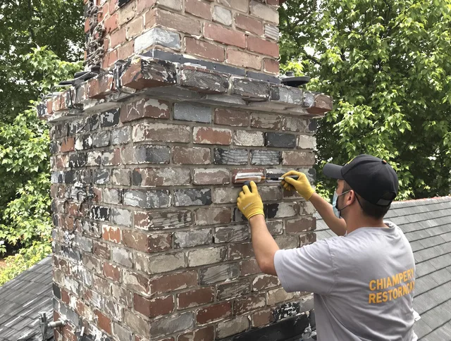 In-progress chimney restoration by Hacienda Heights Chimney Sweep in Hacienda Heights, CA