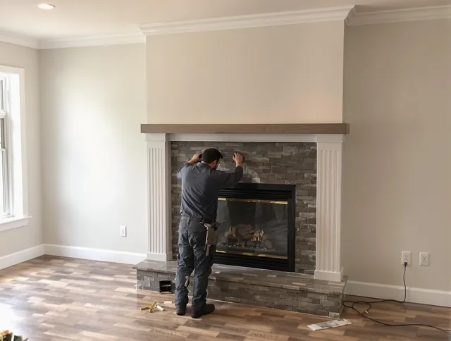 Hacienda Heights Chimney Sweep finishing a custom fireplace install in Hacienda Heights, CA